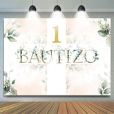 Lofaris Green Leaves Theme Bautizo Happy 1St Birthday Backdrop